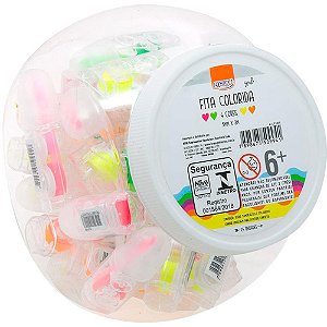Fita Decorativa Colorida 5MM X 3M 4 Cores - Pote com 24