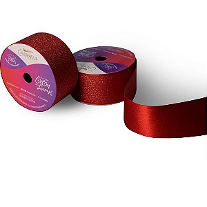 Fita de Cetim 38MM 10M Lurex Vermelho