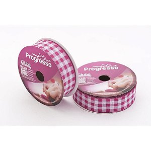 Fita de Cetim 22MM 10M Xadrez PINK