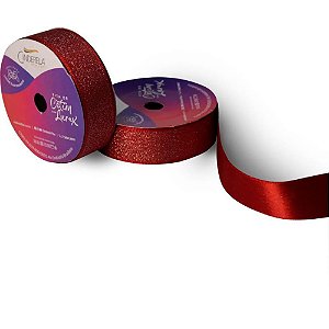 Fita de Cetim 22MM 10M Lurex Vermelho