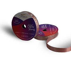 Fita de Cetim 10MM 10M Lurex Rose GOLD