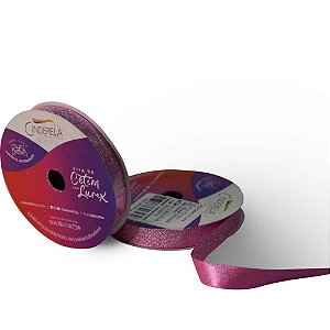 Fita de Cetim 10MM 10M Lurex Rosa Chiclete