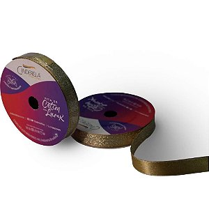 Fita de Cetim 10MM 10M Lurex Dourado