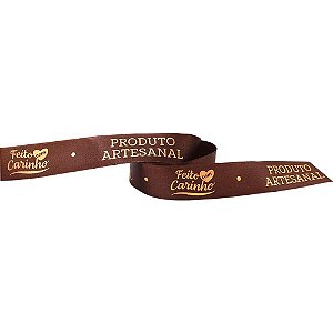 Fita de Cetim Páscoa 22MM 10M para Doces MARROM/OURO