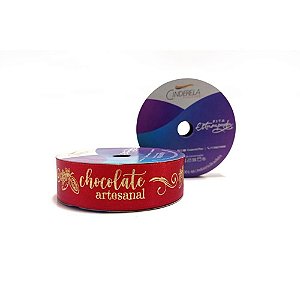 Fita de Cetim Decorada 22MM X 10M Chocolate Artesanal