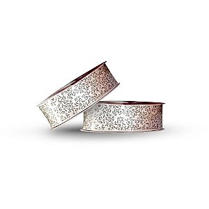 Fita de Cetim Decorada 22MM 10M Branca com Marrom
