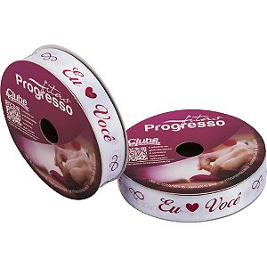 Fita de Cetim Decorada 15MM 10M EU e Você VERM/BRANC
