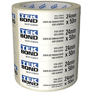 Fita Crepe Branca 24MM X 50M - Pacote com 5