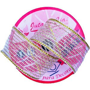 Fita ARAMADA de Juta 38MMX10M CRU com Borda Dourada