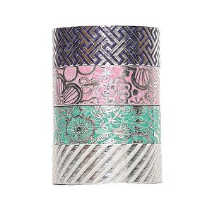 Fita Adesiva Decorada Washi Tapes 15X5 Metálica PRAT BLCOM 04