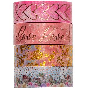 Fita Adesiva Decorada Washi Tapes 15X5 Floral Metal BLCOM 04