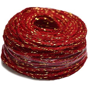 Fio de Juta 20M Vermelho com Dourado