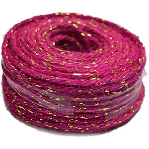 Fio de Juta 20M Rosa com Dourado