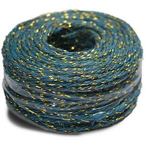 Fio de Juta 20M Azul Claro com Dourado