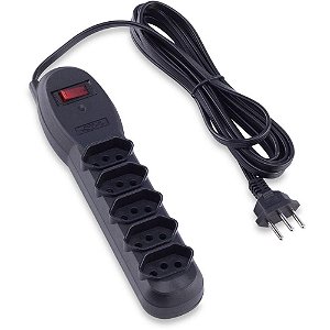 Filtro de Linha 5 Tomadas SLIM 3,0M Preto