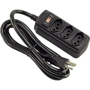 Filtro de Linha 3 Tomadas 1,5M 20A Bivolt Tripolar Preto