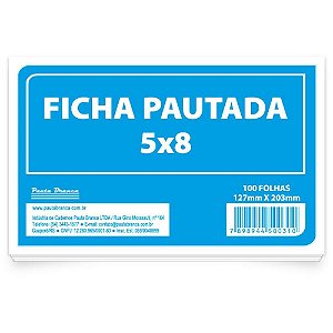 Ficha Pautada 5X8 20,3X12,7CM 100 Folhas