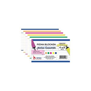 Ficha Pautada 4X6 N2 101X152MM 50 Folhas Coloridas