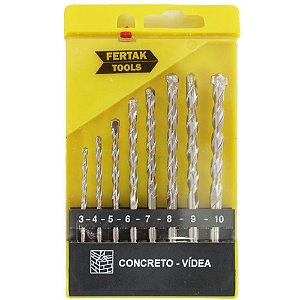 Jogo de Brocas para Concreto com 8 Peças - Tamanhos 3 a 10MM