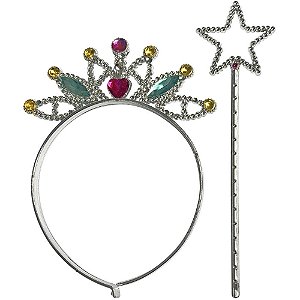 Fantasia Acessório Tiara Coroa e Varinha Estrela - Make+