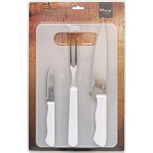 Faca KIT Churrasco com Tábua 4 PCS