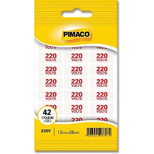 Etiqueta Retangular Sinalização 220V Vermelha 12X26MM com 42 Unidades