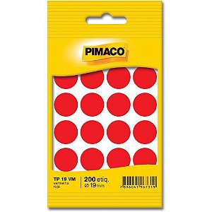 Etiqueta Redonda TP-19 Vermelha 19MM com 200 Unidades