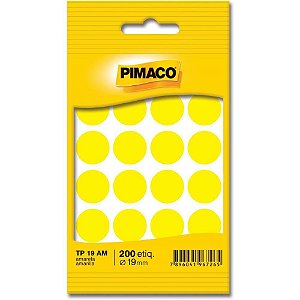 Etiqueta Redonda TP-19 Amarela 19 MM - Cartela com 200 Unidades