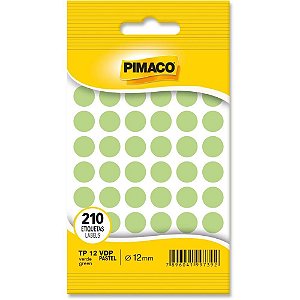 Etiqueta Redonda TP-12 Verde Pastel 12MM CTCOM 210 - Pimaco