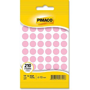 Etiqueta Redonda TP-12 Rosa Pastel 12MM - Pacote com 210 Unidades