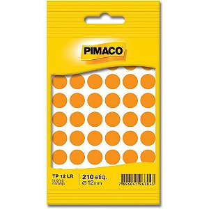Etiqueta Redonda TP-12 Laranja 12MM - Pacote com 210 Etiquetas
