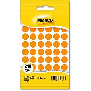 Etiqueta Redonda TP-12 Laranja Neon 12MM Caixa com 210