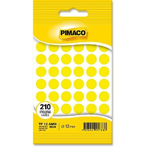 Etiqueta Redonda TP-12 Amarela Neon 12MM com 210 Unidades
