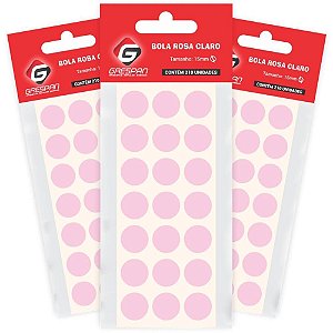 Etiqueta Redonda Rosa Clara 15MM - Cartela com 210 Etiquetas