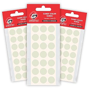Etiqueta Redonda CANDY 15MM Verde com 210 Unidades Cartela