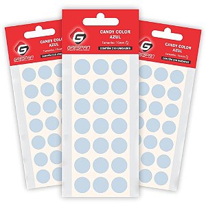 Etiqueta Redonda CANDY 15MM Azul com 210 Unidades Cartela