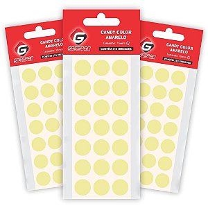 Etiqueta Redonda CANDY 15MM Amarelo com 210 Unidades Cartela