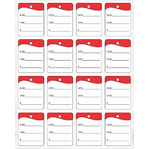 Etiqueta para Marcação TAG 30X38MM Cartão Vermelho - Pacote com 1.000 Unidades