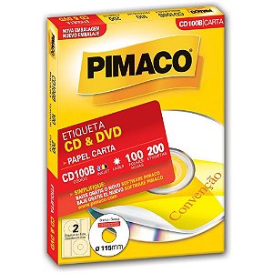 Etiqueta para CD e DVD CD100B Carta 100 FLS 115 MM CX com 200