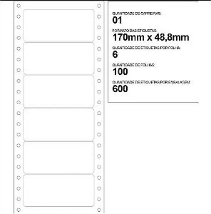 Etiqueta Matricial 107X48MM 100 Folhas PCT com 600