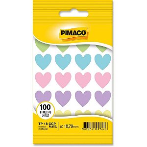 Etiqueta Lisa com Formas Coração TP-18 Pastel Sortidos com 100