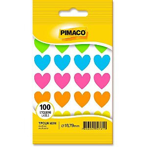 Etiqueta Lisa com Formas Coração TP-12 Neon Sortidos - Pacote com 100