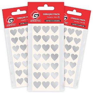 Etiqueta Lisa com Formas Coração Prata com 210 Etiquetas
