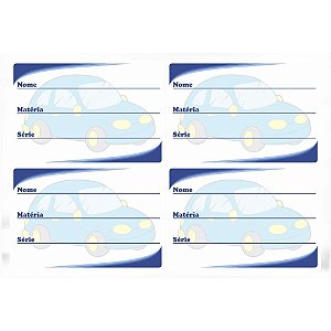Etiqueta Escolar Decorada Azul Carrinho 60X40MM PCT com 400