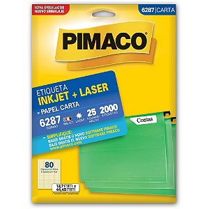 Etiqueta Carta 6287 25 Folhas 12,7X44,45MM – 2000 Unidades