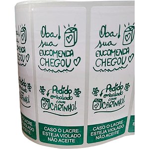 Etiqueta Adesiva Lacre OBA Sua Encomenda 100X35MM – Rolo com 1000 Unidades