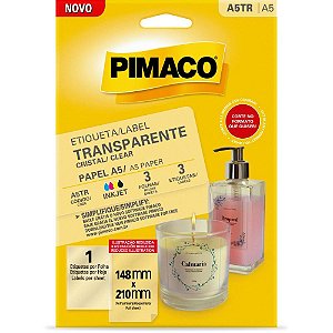 Etiqueta A5 Transparente Cristal 149X210MM 3 Folhas Caixa com 03