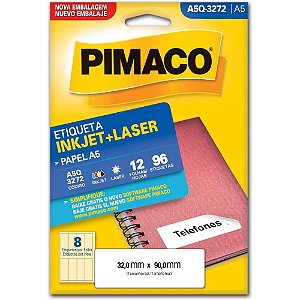 Etiqueta A5 A5Q-3272 32,0 X 90,0 MM - Pacote com 96 Etiquetas (12 Folhas)