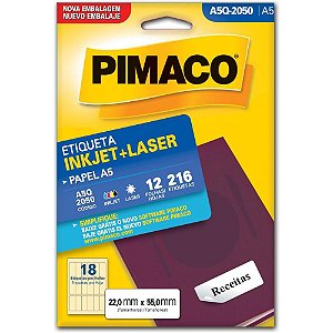 Etiqueta A5 A5Q-2050 22,0 X 55,0 MM - Pacote com 216 Unidades