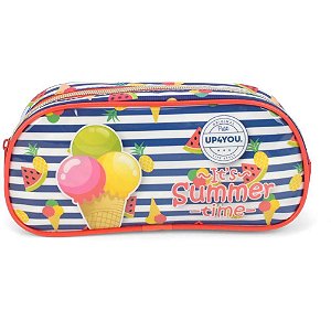 Estojo de Tecido UP4YOU Sorvete Grande 1 Zíper Vermelho